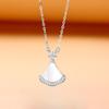 Small Skirt Necklace Women's Fashion Light Luxury Temperament High-grade White Fritillary Fan-shaped Necklace Collarbone Chain Gift