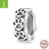 Cute Cute Pet Print Silicone Positioning Beads Simple Cat Paw Print S925 Sterling Silver Bracelet Beads
