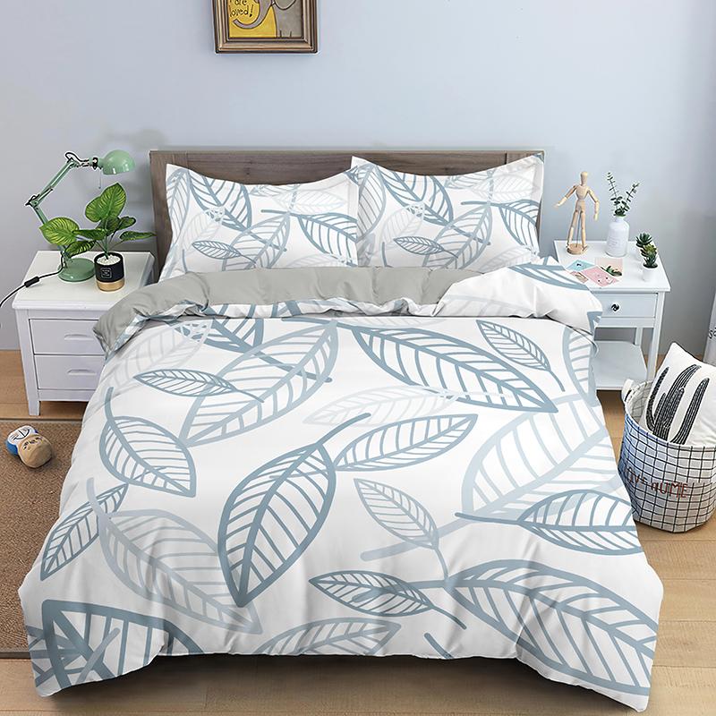 Комплект постельного белья с зелеными листьями для девочек и мальчиков, для детей, двуспальная кровать, двуспальная кровать, пододеяльник, наволочка, стеганое одеяло из полиэстера в мультяшном стиле