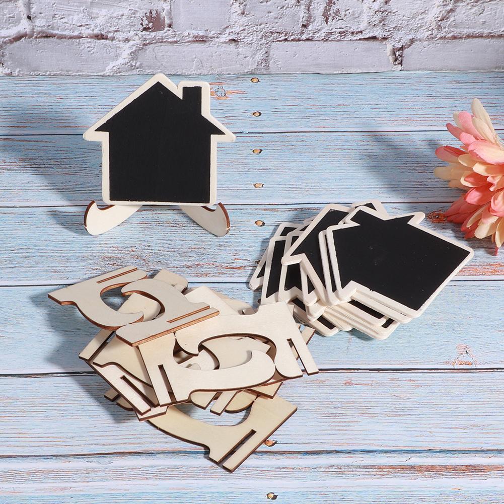 10Pcs Mini Wooden Display Blackboard Art Craft Desktop Message Board Wedding Decorations