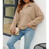 Autumn and Winter Casual Half-open Zipper  Sports Women's Lapel Loose Pullover Long-sleeved Sweater