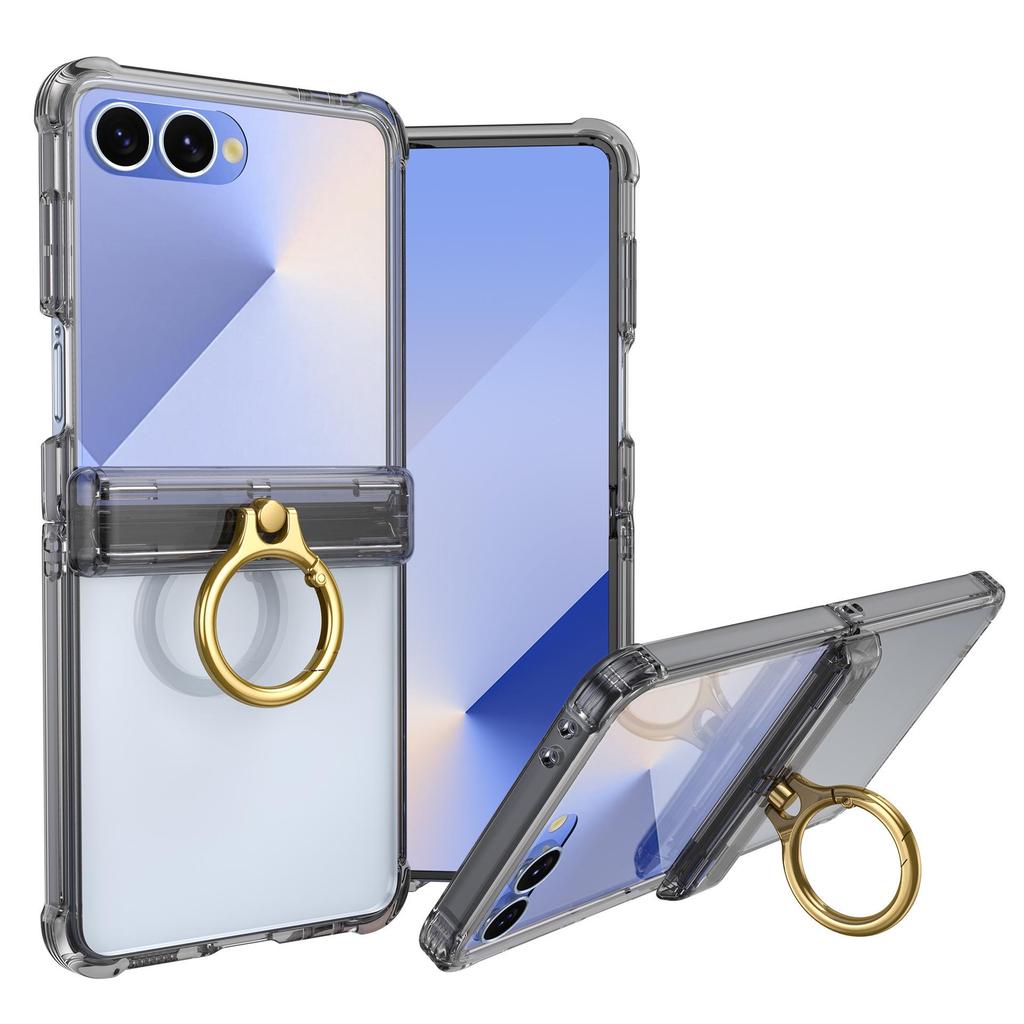 Samsung Z Flip7 FE Protective Case with Spring Hinge and Mid-Axis Ring Holder, Compatible with Flip6/5