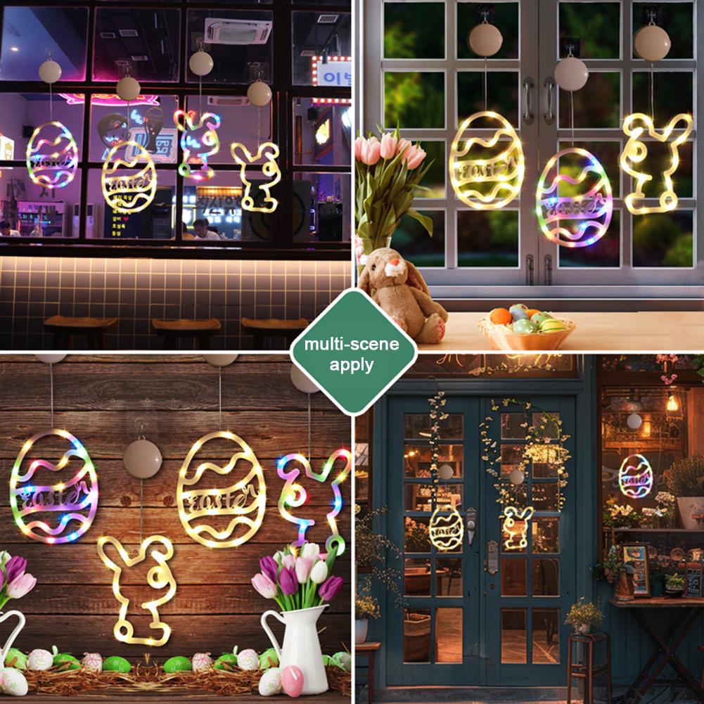 1-4 шт. пасхальный оконный светильник в виде яиц кролика, подвесной светильник, праздничная атмосфера в помещении, гирлянда для пасхального украшения окна 2025 г.