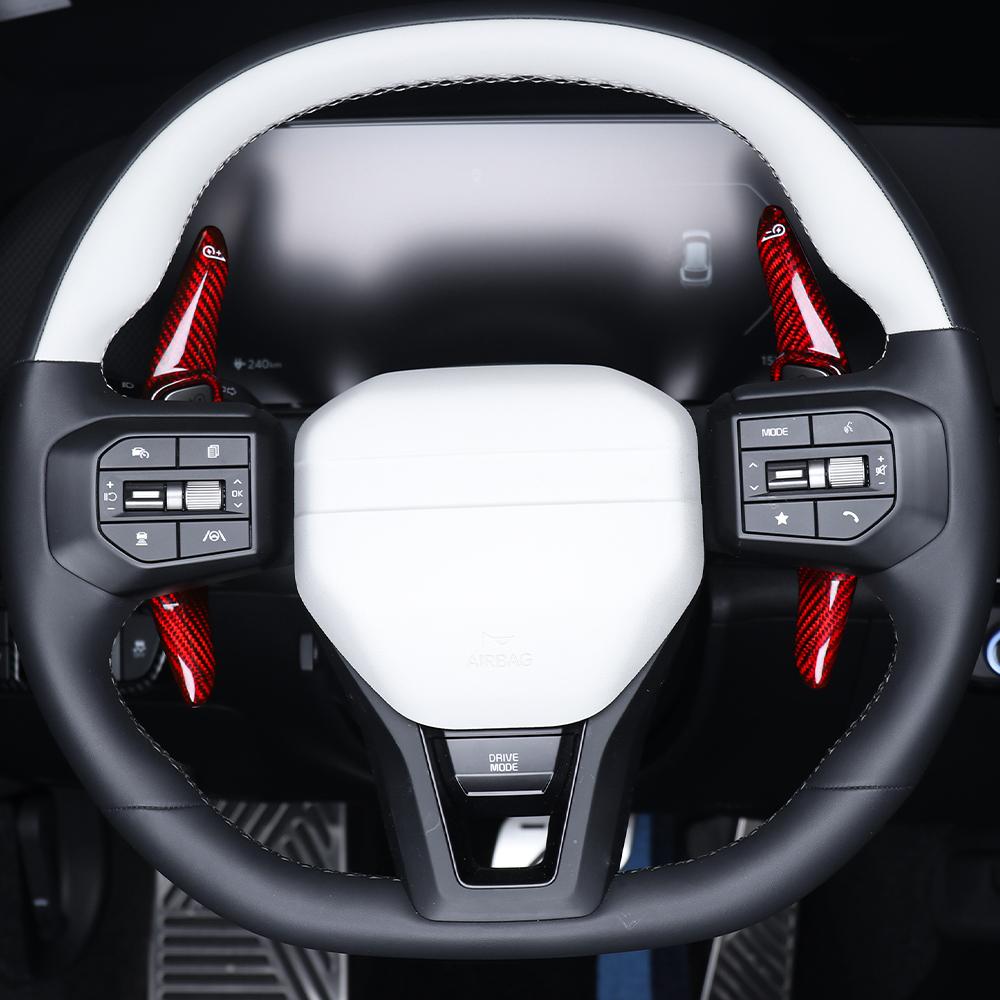 2PCS Car Interior Carbon Fiber Steering Wheel Shift Paddle Extension Rod Decoration For Kia EV5 GT-LINE 2024-2026 LHD/RHD