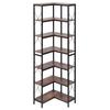 7 Tier Corner Bookshelf, Tall Corner Bookcase Strage, Large L-Shaped Bookshelf Organizer with Metal Frame & Wooden Shelves, Reversible Display Book
