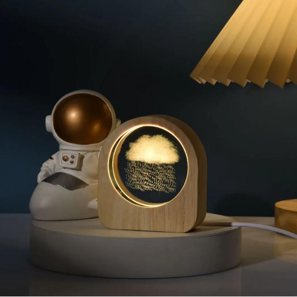Креативная деревянная светящаяся основа 3D резной хрустальный шар Настольное украшение Подарок Маленький ночник Прикроватная офисная декорация Подарок