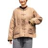 25 In Winter, Stand-up Collar, Placket Buckle, Thickened Padded Jacket, Women's Handmade Embroidery Thread, Lace-up Linen Short Padded Jacket