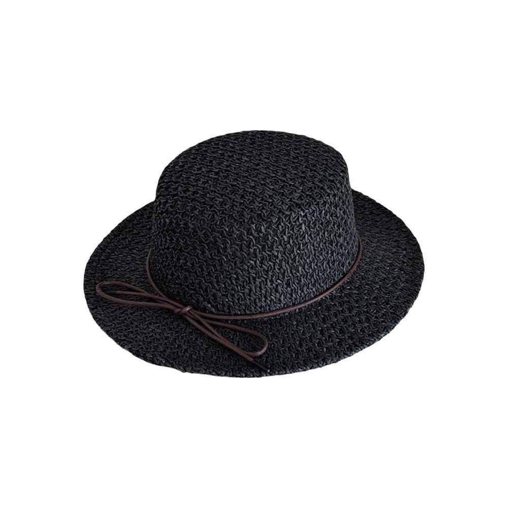 Sun Protection Straw Boater Hat Breathable Mesh Flat Top Beach Hat Handwoven Sun Cap Resort Wear