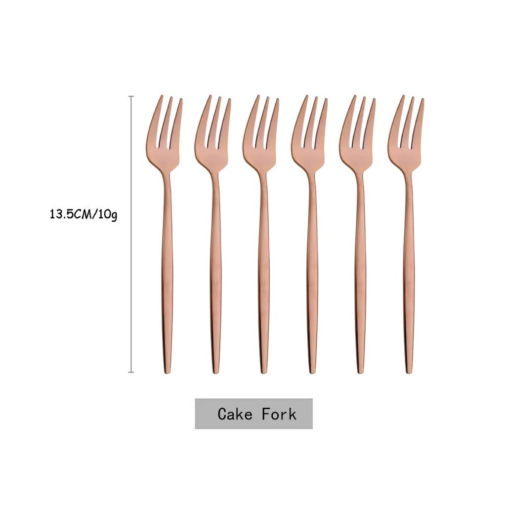 6Pcs Silver Fruit Cake Dinnerware Set Mirror Stainless Steel Tea Fork Set Snack Fork Small Salad Cutlery Kitchen Utensils