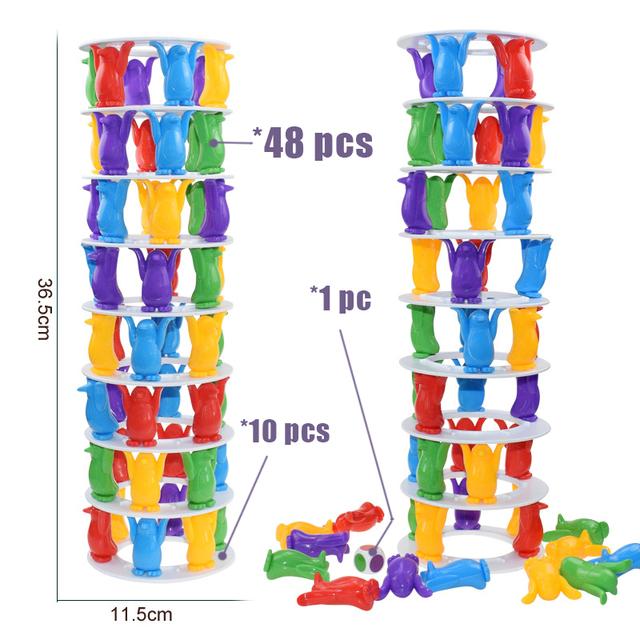 Детские радужные блоки, игра-головоломка, игра с балансом пингвинов, тренировка мелкого движения, настольная игра для вечеринки, игрушки, подарки для детей