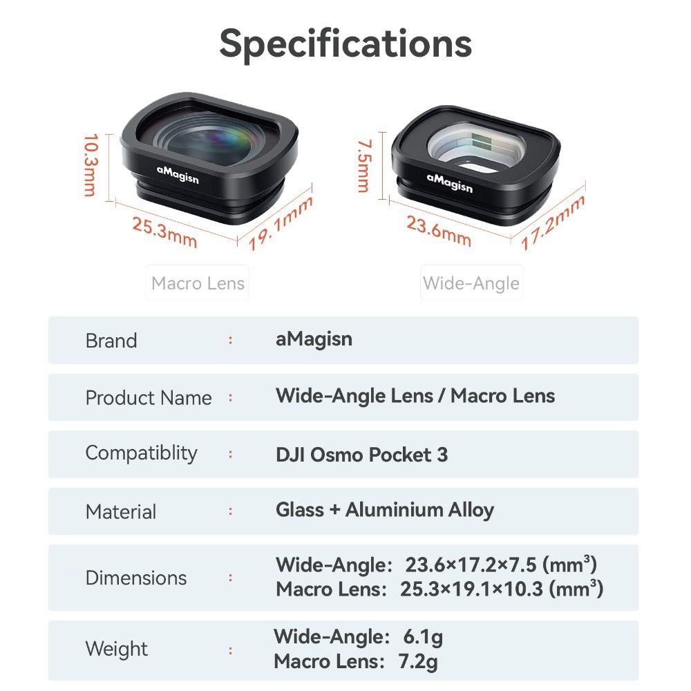 Magnetic Macro Lens Optical Glass Camera Lens for DJI Osmo Pocket 3 Action Camera Accessories