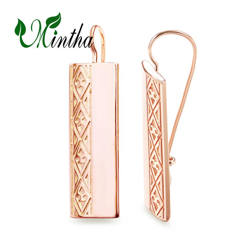 MINTHA Clip Earrings Trendy Rose Gold Color Wedding Daily Fashion Jewelry Long Earrings For Women Bridal Earrings
