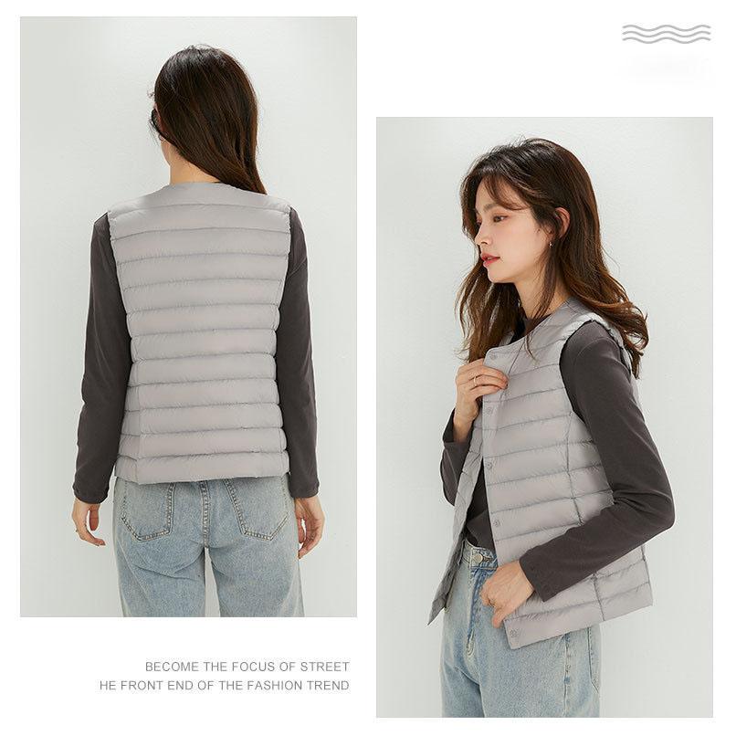 Women Sleeveless Puffer Vest Women's Ultra Light Down Vest Women Two Ways Waistcoat Portable Warm Sleeveless Winter Liner Plus Size