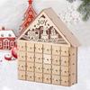 Wooden Christmas Advent Calendar with 24 Empty Storage Drawers House Shape Christmas Countdown Calendar Home Decor