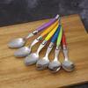 6pcs Laguiole Dinner Spoon  8'' Stainless Steel Long Handle Table Spoons White Cutlery Black Big Serve Scoop Set Dinnerware