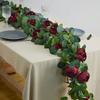 Artificial Simulation Peony Rattan, Eucalyptus Leaves And Green Plants Decorate The Atmosphere Of The Home Dining Table