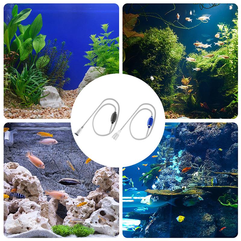 Сифонный насос с фильтрующей насадкой для смены воды в аквариуме Воздушный насос Аксессуары для чистки Ручной очиститель гравия для аквариума Пылесос 1,5 м