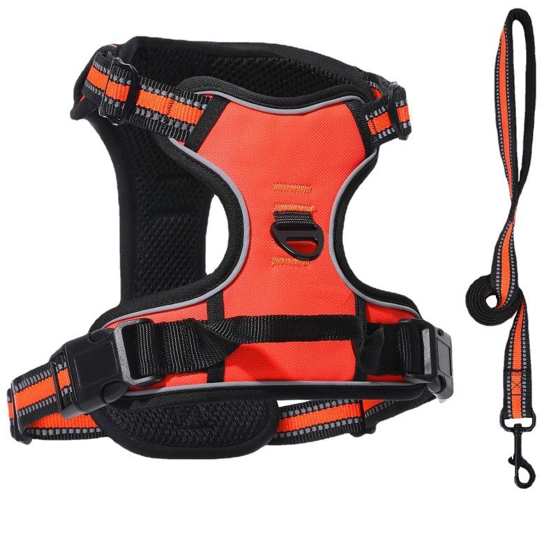 Собачий поводок, Взрывозащищенный, Противоударный, Защита от побега, Шлейка для груди и спины для крупных собак, Светоотражающий поводок для собак, Жилет для питомца