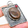 Natural Ghost Eye Jasper, Garnet Gemstone 925 Sterling Silver Pendant 2.21" U8J42