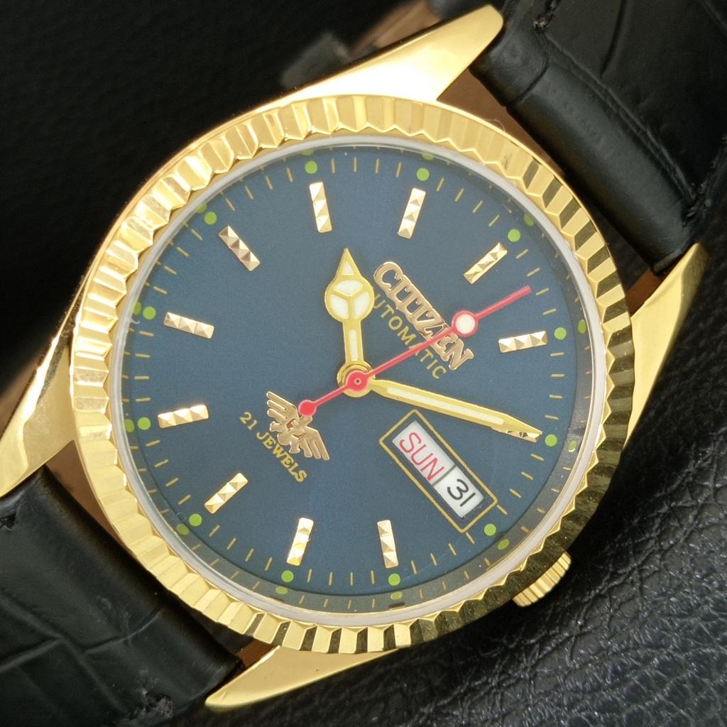 АВТОМАТИЧЕСКИЕ ВИНТАЖНЫЕ ВОССТАНОВЛЕННЫЕ ЯПОНСКИЕ МУЖСКИЕ ЧАСЫ CITIZEN 8200 С СИННИМ ЦИФЕРБЛАТОМ a445247-1