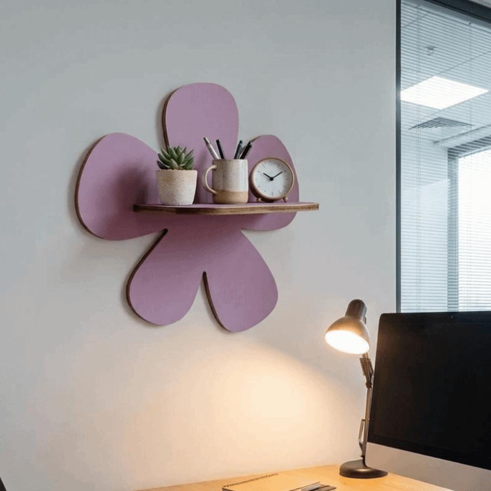 Wall-Mounted Flower Floating Wall Shelf Wooden Wall Hanging Shelf Modern Plant Shelf Office