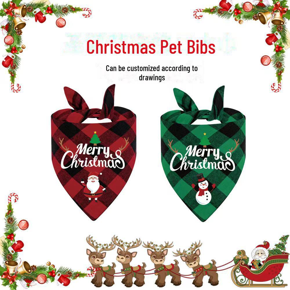 Персонализируемый клетчатый рождественский шарф для домашних животных - персонализированный треугольный нагрудник для собак и кошек