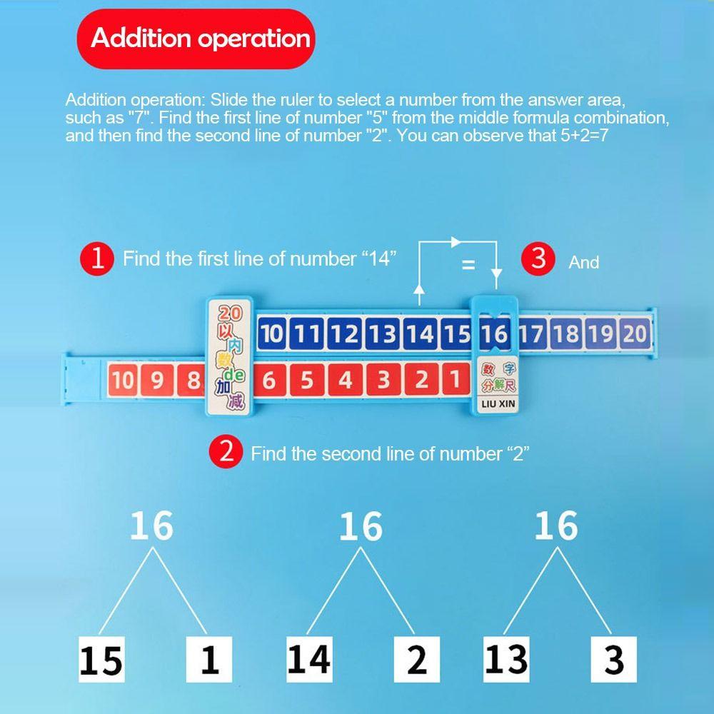Линейка вычитания в пределах 20, розовая/синяя линейка сложения, математическая линейка разложения, школьные принадлежности