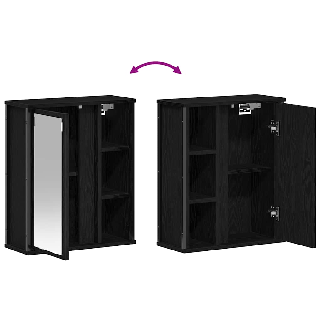Bathroom Wall Cabinet with Mirror Black Oak Effect 50 x 21 x 60 cm