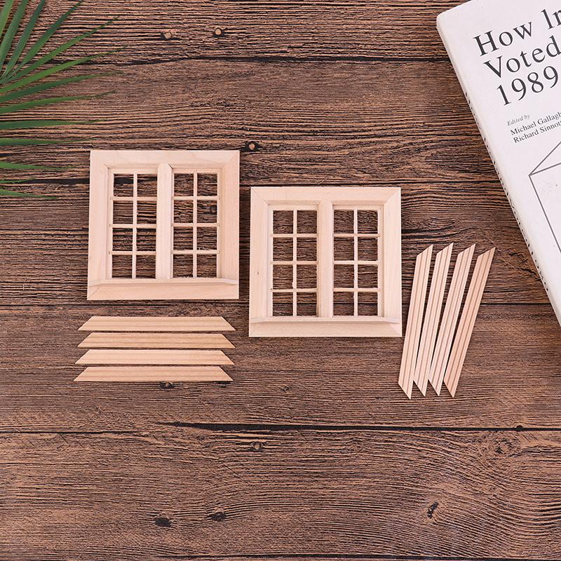1/12 DIY Деревянная Оконная Дверь Кукольный Дом Миниатюры Аксессуары Ролевые Игры Игрушки Для Детей Кукольный Дом Мебель