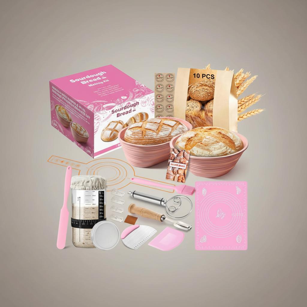 Bread Fermentation Baking Tool Set Including Cutter Rolling Pin Wicker Accessories For Home And Professional Use