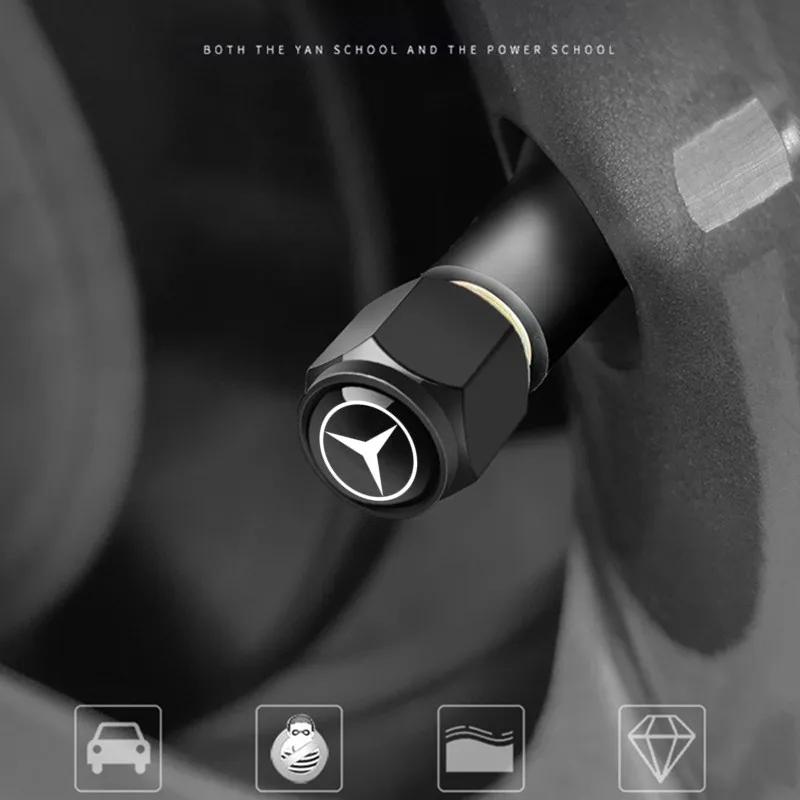 4pcs Metal Car Wheel Tire Valve Caps Stem Case Covers For Mercedes Benz B/C/E/S Class A Class C200L GLC GLK CLA Accessories XX1