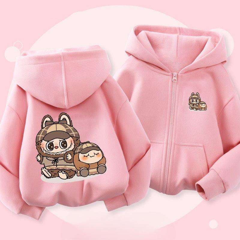 Детская модная толстовка на молнии с капюшоном, повседневная и милая куртка для девочек на осень и зиму