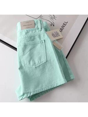 Женские зеленые джинсовые шорты Y2k Джинсы Короткие брюки Harajuku Эстетические винтажные мини-ковбойские шорты оверсайз 2000-х годов Дрянная одежда 2024