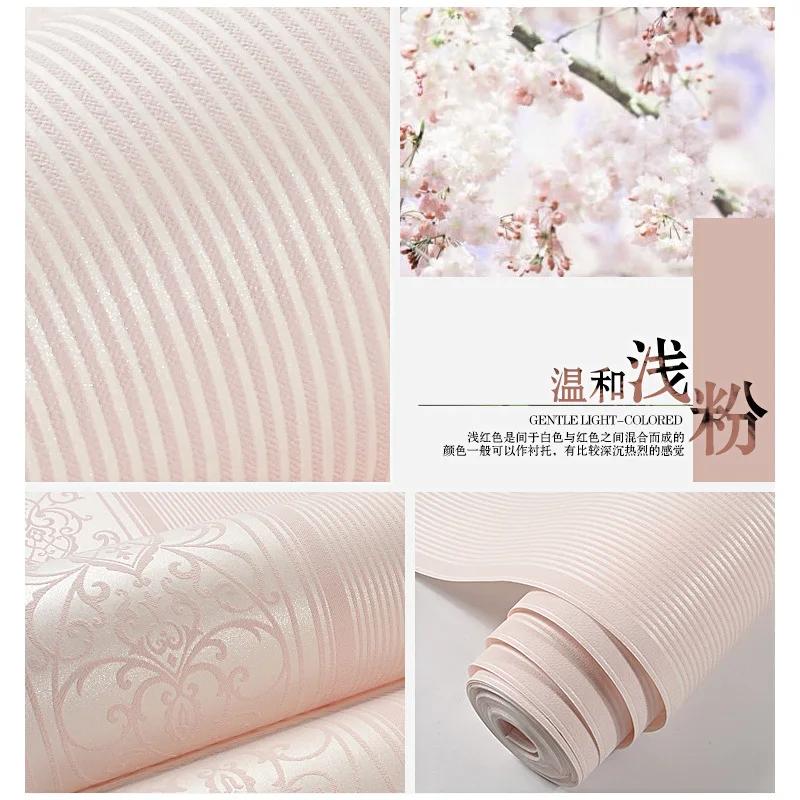 Grey/White/Beige/Pink Shimmer Damask Striped Wallpaper For Bedroom Modern Embossed Texture Wall Paper Roll Home Decor