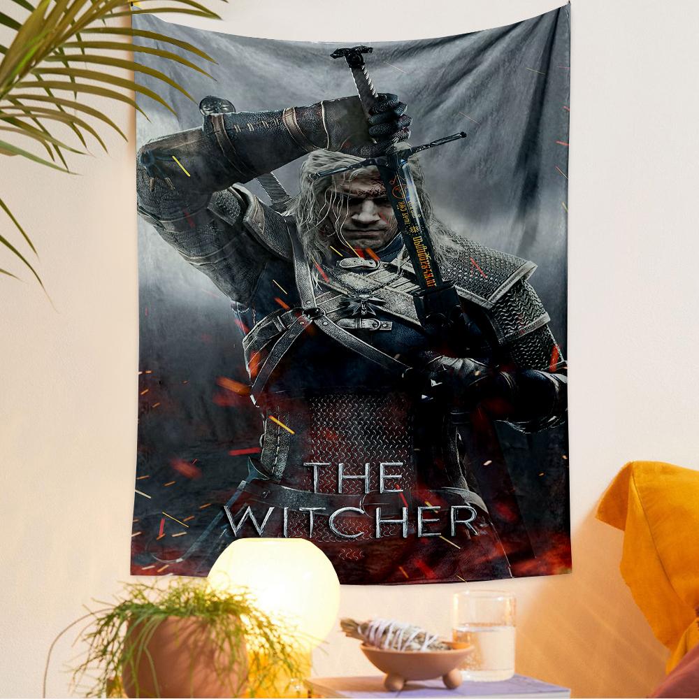 Bohemian Tapestry - The Witcher Geralt Of Rivia Silver Sword Armor Game Poster Gamer Decor for Dorm Room