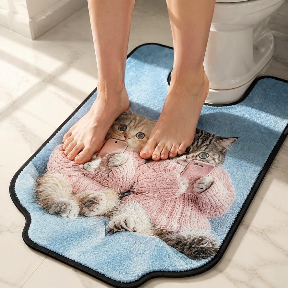Non-slip Toilet Floor Rug Absorbent Bath Mat Novelty Bathroom U-shaped Mat Household