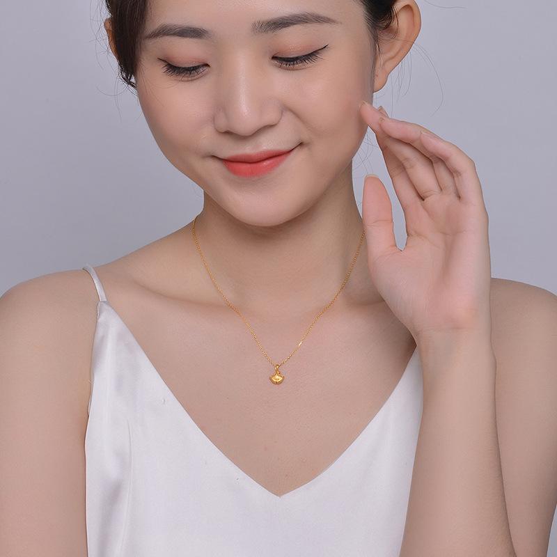 Подвеска из чистого золота 3D из твердого золота с листьями гинкго и ожерелье из чистого золота 999 пробы