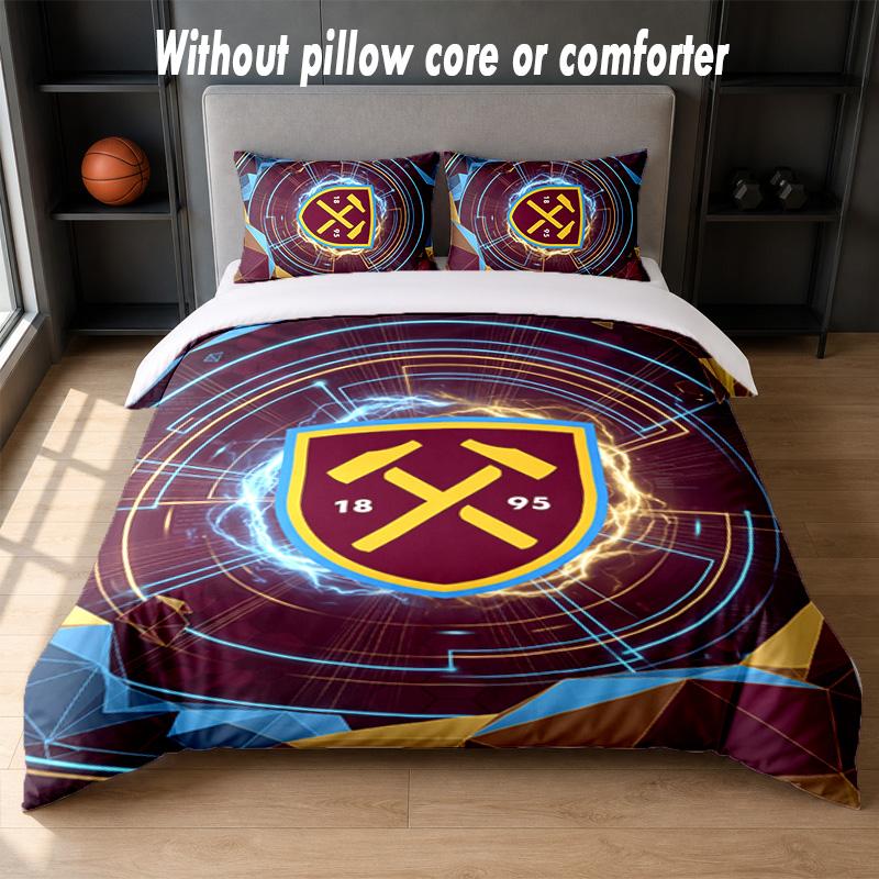 Футбольный Дизайн West Ham United Комплект Постельного Белья 1 Пододеяльник + 2 Наволочки Мягкое Дышащее Домашнее Постельное Белье