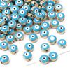 10Pcs Handmade Enamel Resin Flat Round Evil Eye Beads for Necklace Bracelet DIY Jewelry Making Beads Charms Accessories