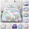 3D Unicorn Printed Bedding and Pillowcases 2 or 3 Girls' Room Bedding DE135 * 200 Full Size Soft and Quick Drying Home Decoration