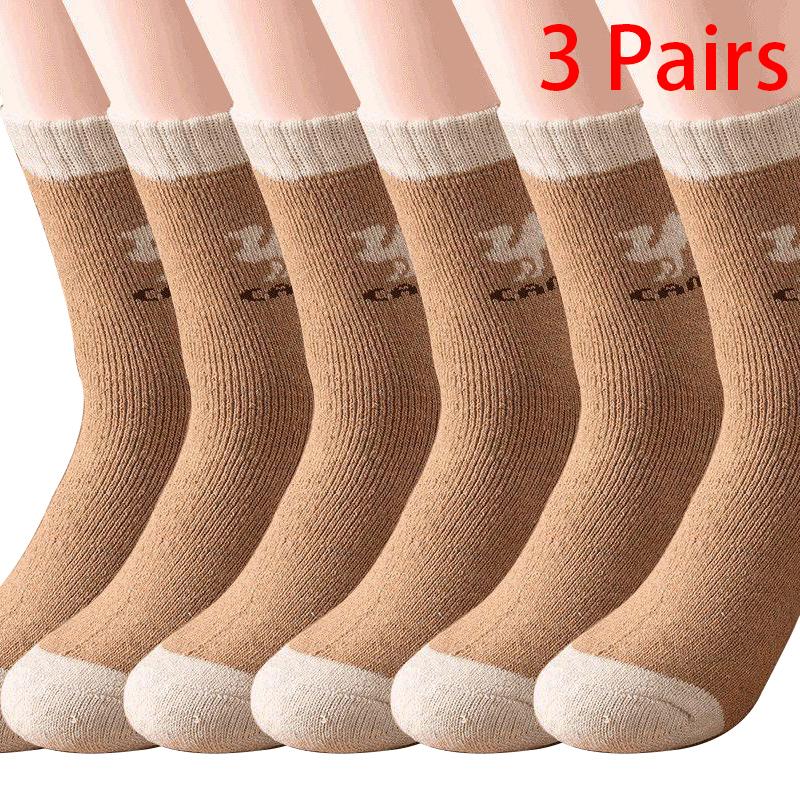 Мужские зимние утолщенные теплые носки из верблюжьей махровой шерсти в северном стиле