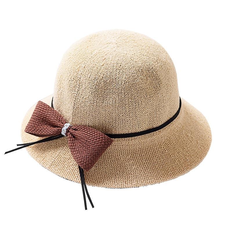 Women Sun Hats Woven Fisherman Hat Female Summer Travel Sunshade Sun Hat Breathable Bow Travel Beach