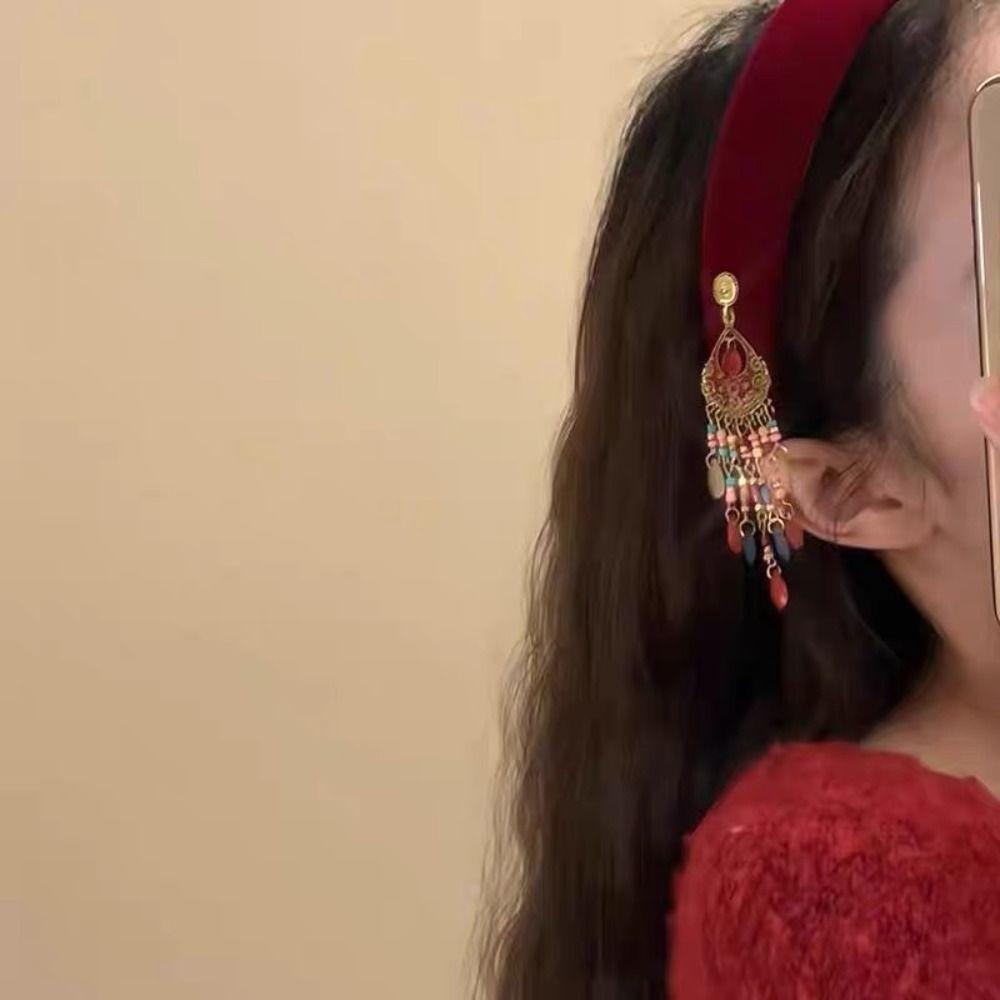 Новый китайский стиль этнический стиль обруч для волос головной убор серебряная подвеска заколка для волос головной убор