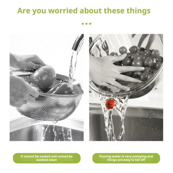 Двухслойная сливная корзина с длинной ручкой, пищевая, без содержания бисфенола А, наклонная, поворотная, быстросливная, миска для очистки фруктов, корзина для хранения