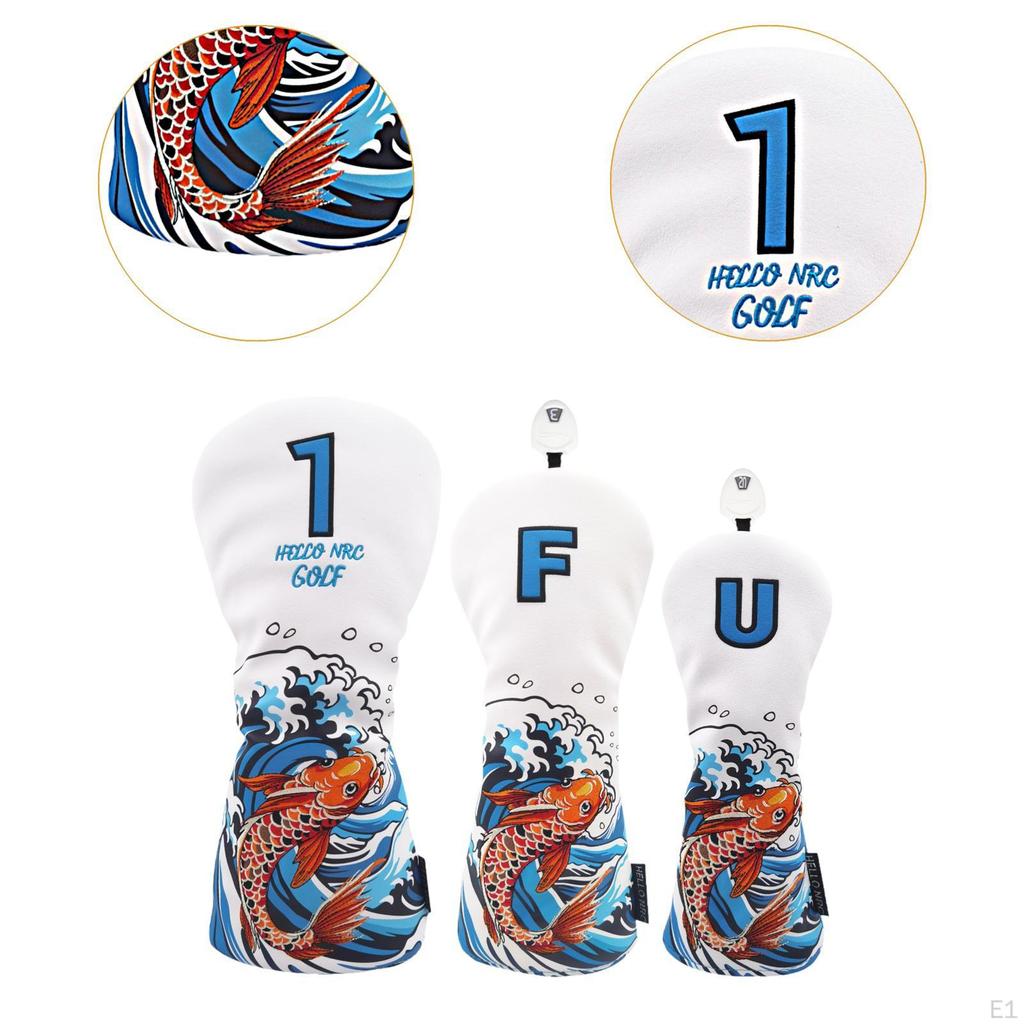 3 шт. чехлы для головок клюшек для гольфа, драйвер Fairway, износостойкие деревянные гибридные гольфисты
