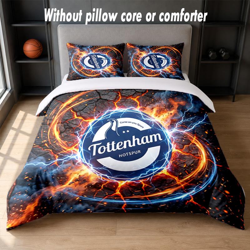 Tottenham Hotspur Design Bed Bedding Set 1 Duvet Cover + 2 Pillowcases Soft Breathable Household Bed Linens