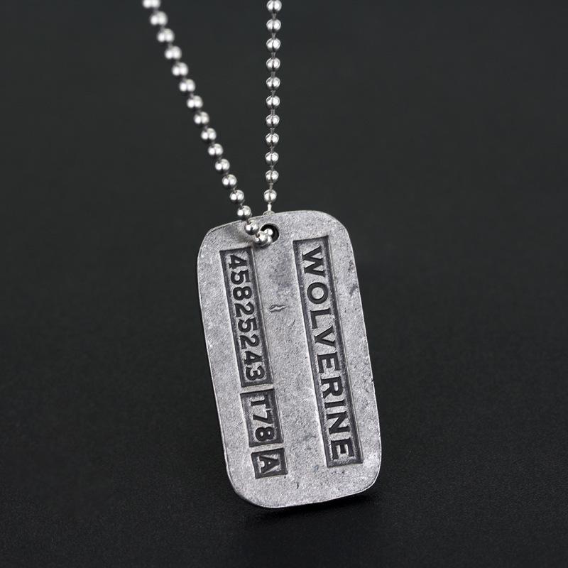 Movie X-Men Wolverine Military Card Necklace Pendant Fashion Superhero Logan Howlett Cosplay Periphery Necklaces