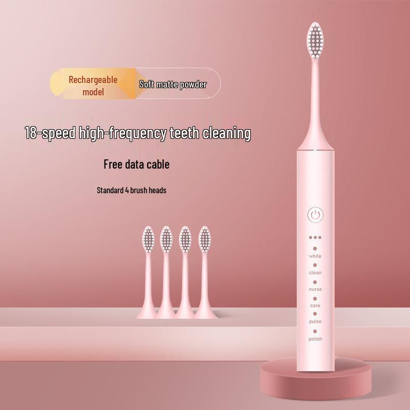 Перезаряжаемая ультразвуковая электрическая зубная щетка с мягкой щетиной для взрослых и детей