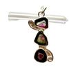 Natural Three Watermelon Tourmaline Gemstone 925 Sterling Silver Pendant Gift032