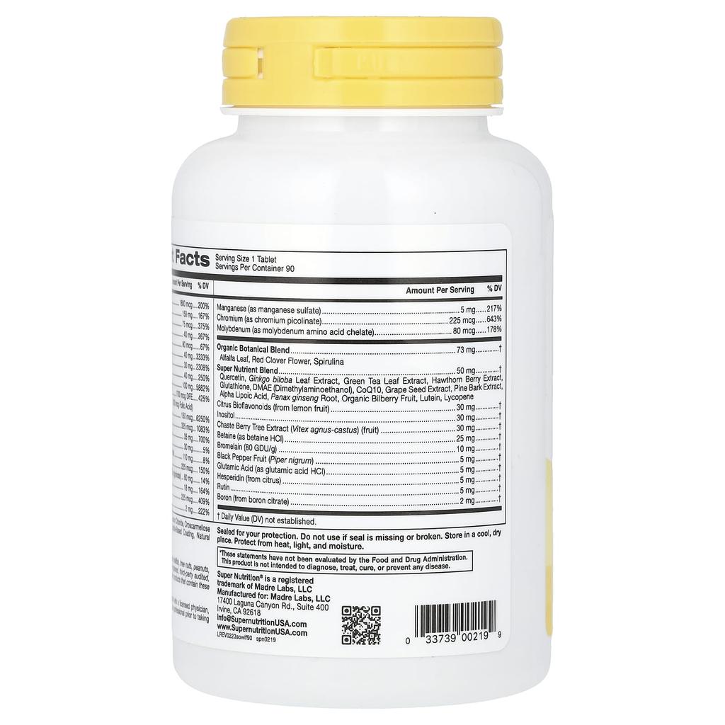 Super Nutrition, SimplyOne, женские мультивитамины + полезные для здоровья травы, без железа, 90 таблеток